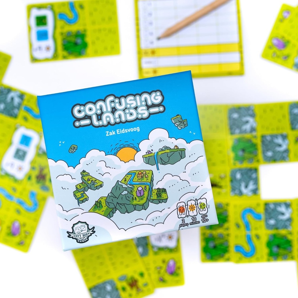 Confusing Lands | Whimsical Themed Travel Size Board Game You Can Play Anywhere | Strategic Card Placement Game | Solo Board Game | 1-2 Players  Ages 