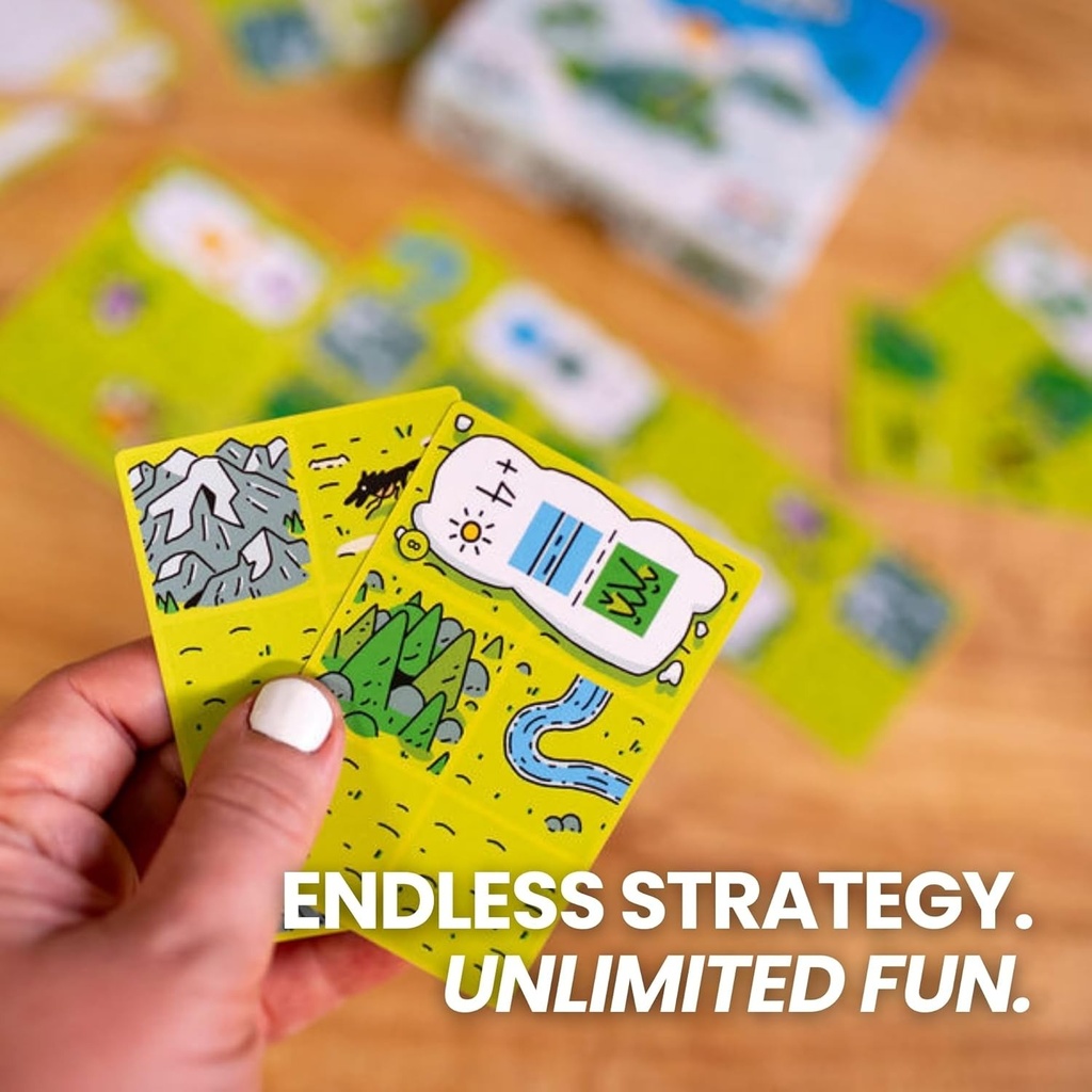 Confusing Lands | Whimsical Themed Travel Size Board Game You Can Play Anywhere | Strategic Card Placement Game | Solo Board Game | 1-2 Players  Ages 