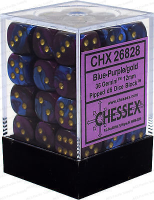 Chessex - Gemini 12mm D6 Dice Block - Blue & Purple w/Gold