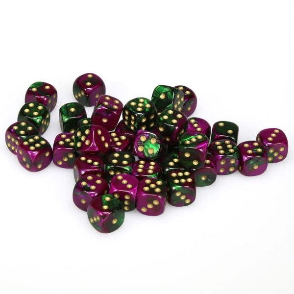 Chessex - Gemini 12mm D6 Dice Block - Green & Purple w/Gold