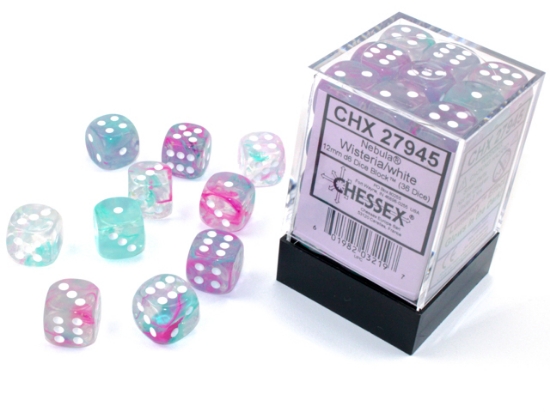 Chessex - Nebula 12mm D6 Dice Block - Luminary Wisteria white Dice Block