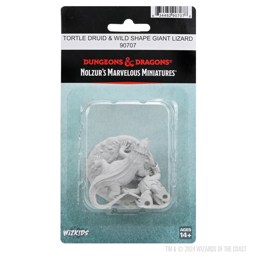 D&D Nolzur's Marvelous Miniatures Unpainted Miniature Tortle Druid & Wild Shape Giant Lizard