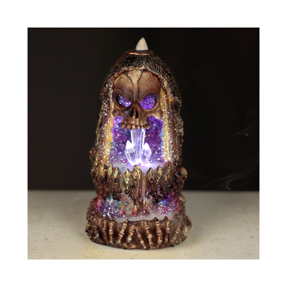 Skull Crystal Cave LED Backflow Incense Burner 