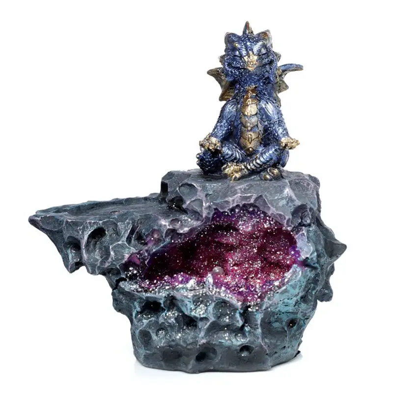 Elements Yoga Dragon LED Crystal Cave Ashcatcher Incense Stick Burner 
