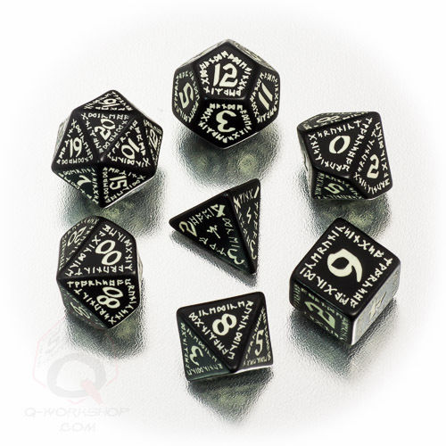 Runic Black & glow-in-the-dark Dice Set